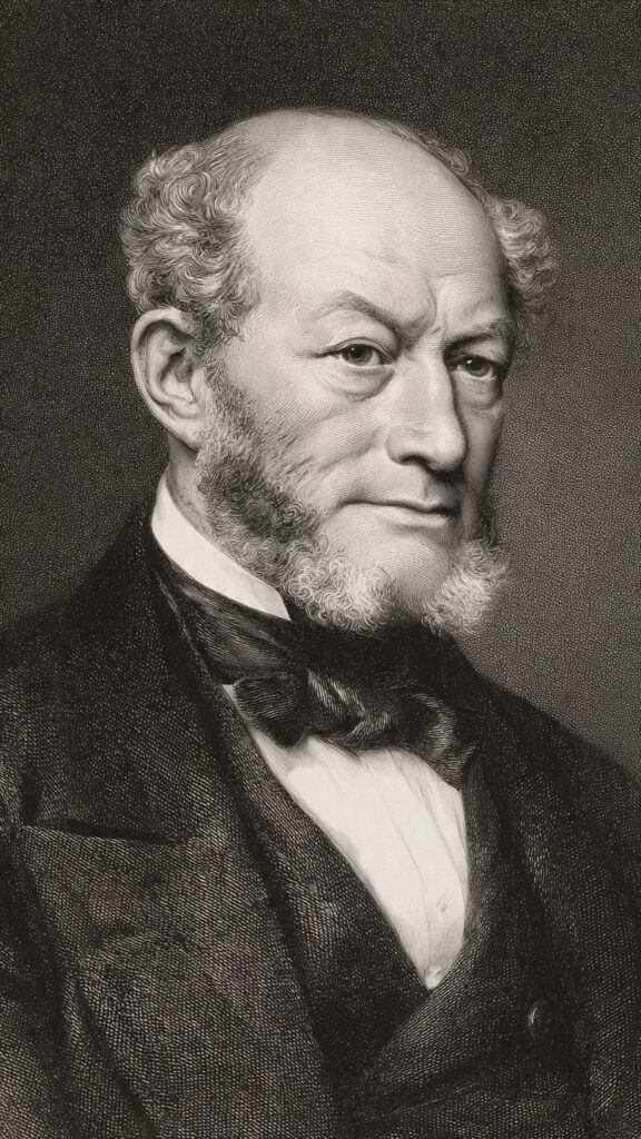Un retrato formal de August Ferdinand Möbius, un matemático alemán del siglo XIX.